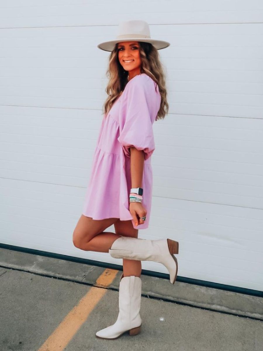 JEAN BABYDOLL DRESS-LAVENDER