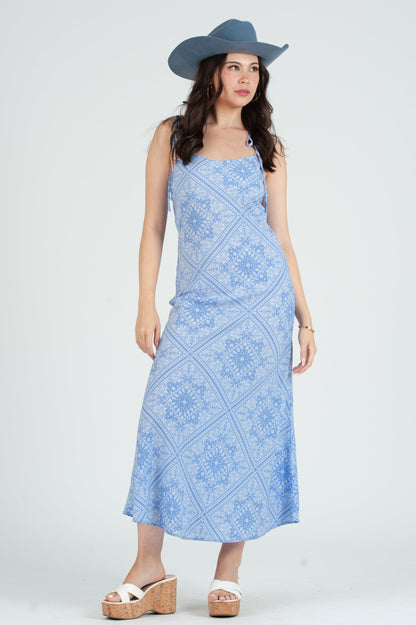 Women's Western Bandana Print Midi Slip Dress