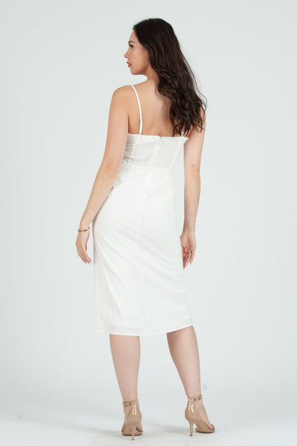 Women's Linen Midi Dress with Side Slit