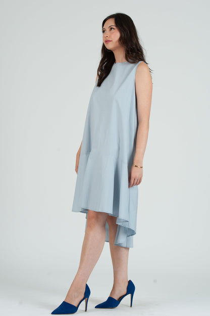 Women's Poplin Sleeveless Hi Low Dress