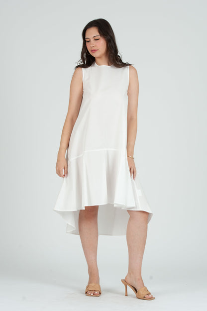 Women's Poplin Sleeveless Hi Low Dress