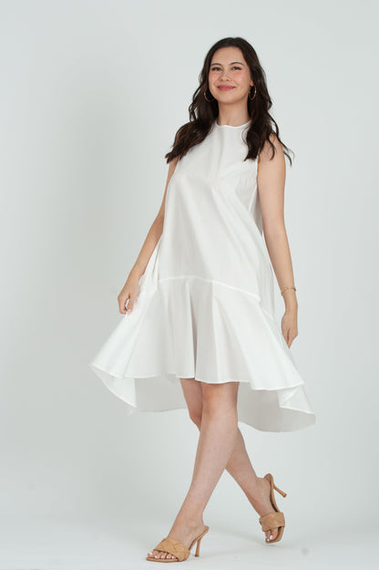 Women's Poplin Sleeveless Hi Low Dress