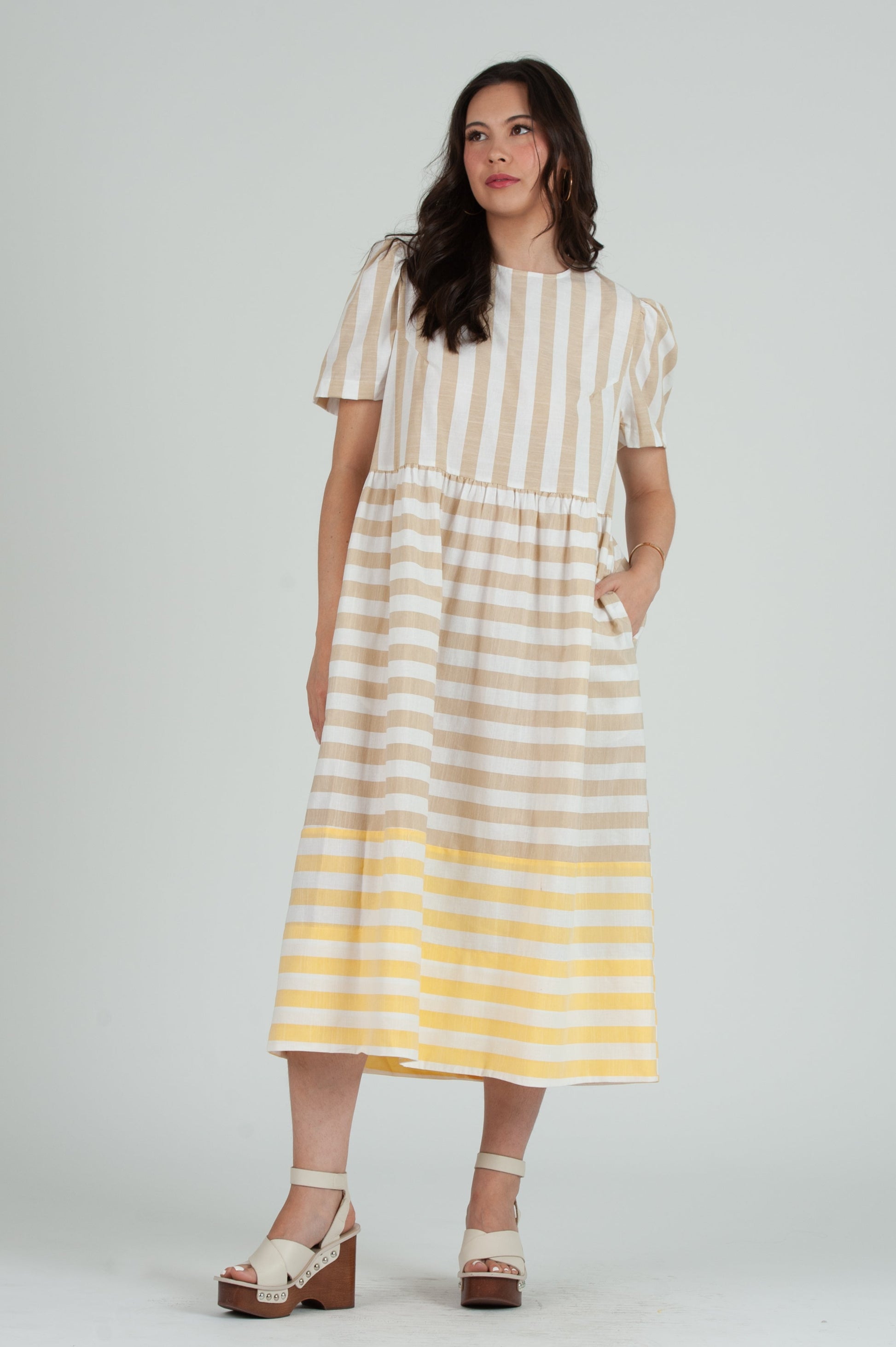 Women's Striped Color Block Dress M