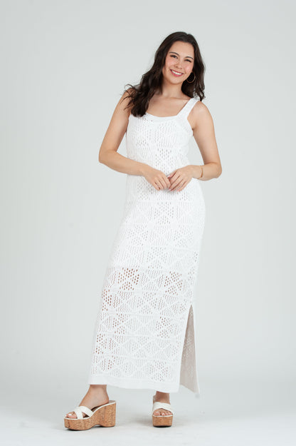 Women's Crochet Tank Maxi Dress with Slip Dress