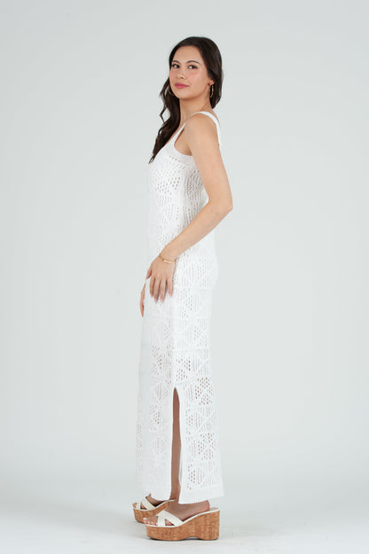 Women's Crochet Tank Maxi Dress with Slip Dress