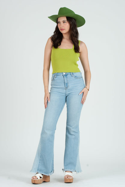 Women's Pastel Knit Square Neck Tank Top