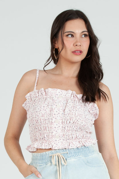 Women's Daisy Printed Smocked Cami Top
