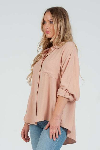 Women's Rayon Linen Button Up Shirt