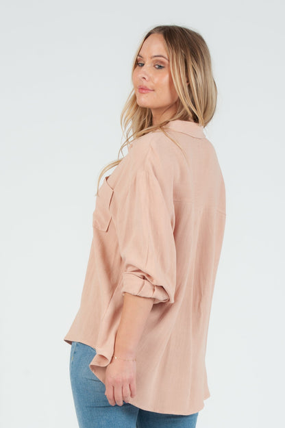 Women's Rayon Linen Button Up Shirt