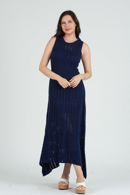 Women's Crochet Maxi Tank Dress with Slip Dress S