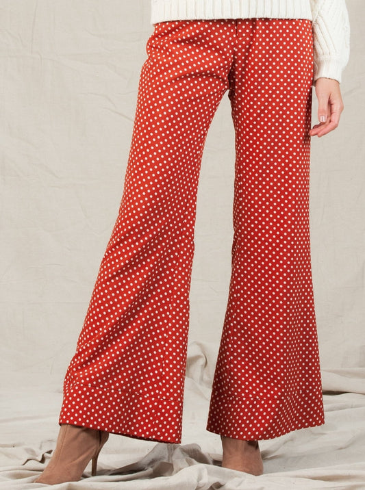 ISLA CONTRAST CUFF PANT-COPPER POLKA DOT