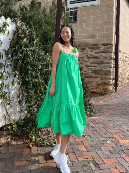 KERRY POPLIN MAXI DRESS-KELLY GREEN