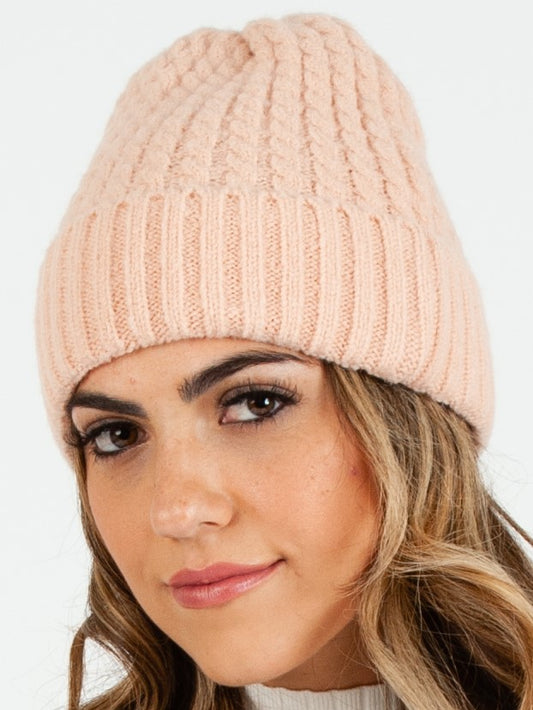 BOLIVAR I TWIST RIBBED BEANIE-BLUSH