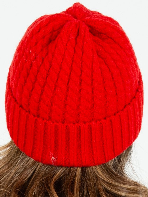 BOLIVAR II TWIST RIBBED BEANIE-RED