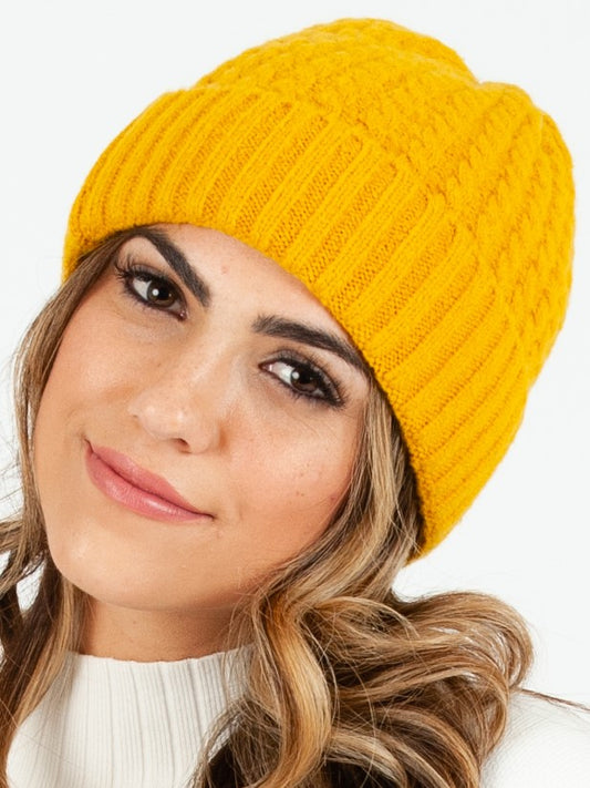 BOLIVAR II TWIST RIBBED BEANIE-MUSTARD