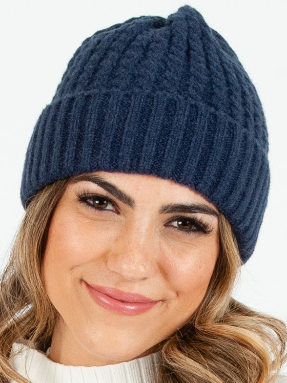 BOLIVAR II TWIST RIBBED BEANIE-NAVY