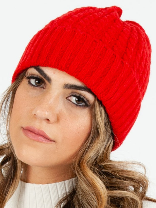 BOLIVAR II TWIST RIBBED BEANIE-RED