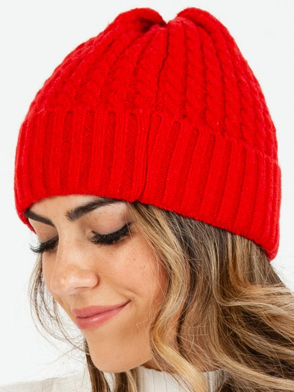 BOLIVAR II TWIST RIBBED BEANIE-RED