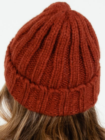 MASSIF THICK RIBBED BEANIE-RUST