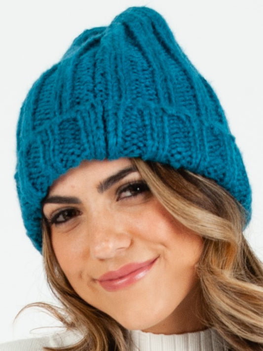 MASSIF THICK RIBBED BEANIE-TEAL