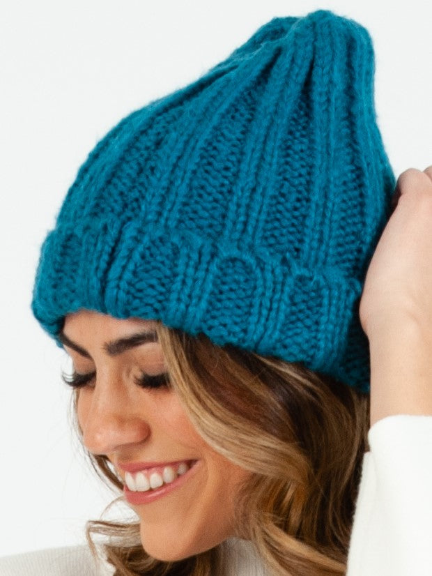 MASSIF THICK RIBBED BEANIE-TEAL