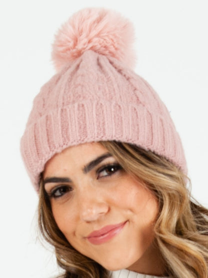CAMEROON POM POM BEANIE-MAUVE