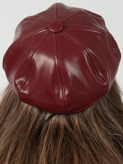 Women's Vegan Leather  Newsie Cap
