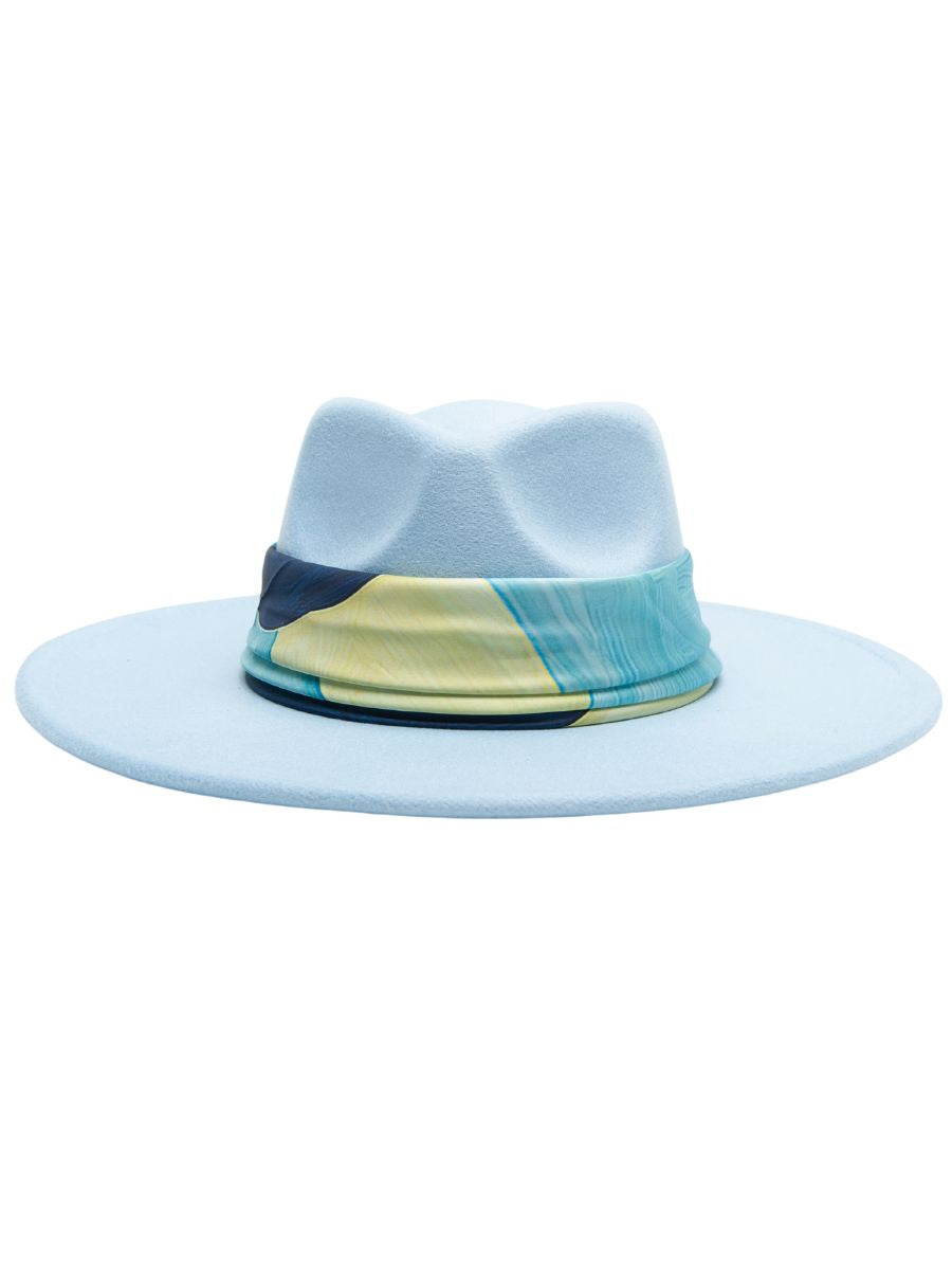 BOARDWALK BLUES RANCHER HAT WITH SCARF TRIM