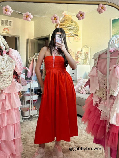 LUCILLE SMOCKED TOP MAXI DRESS-VALENTINE
