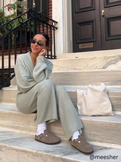 Women's Sweater Cardigan & Pant Set