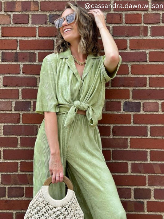 RALEIGH BUTTON DOWN TOP + PANT SET-KEYLIME