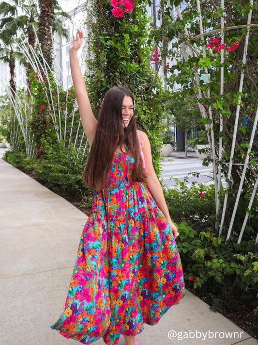 JENNI STRAPPY BACK DRESS-MULTI FLORAL