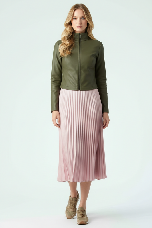 KORBEL PLEATED MIDI SKIRT-MAUVE ZEBRA