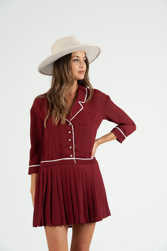 Women's Shirt Dress with Pleated Skirt