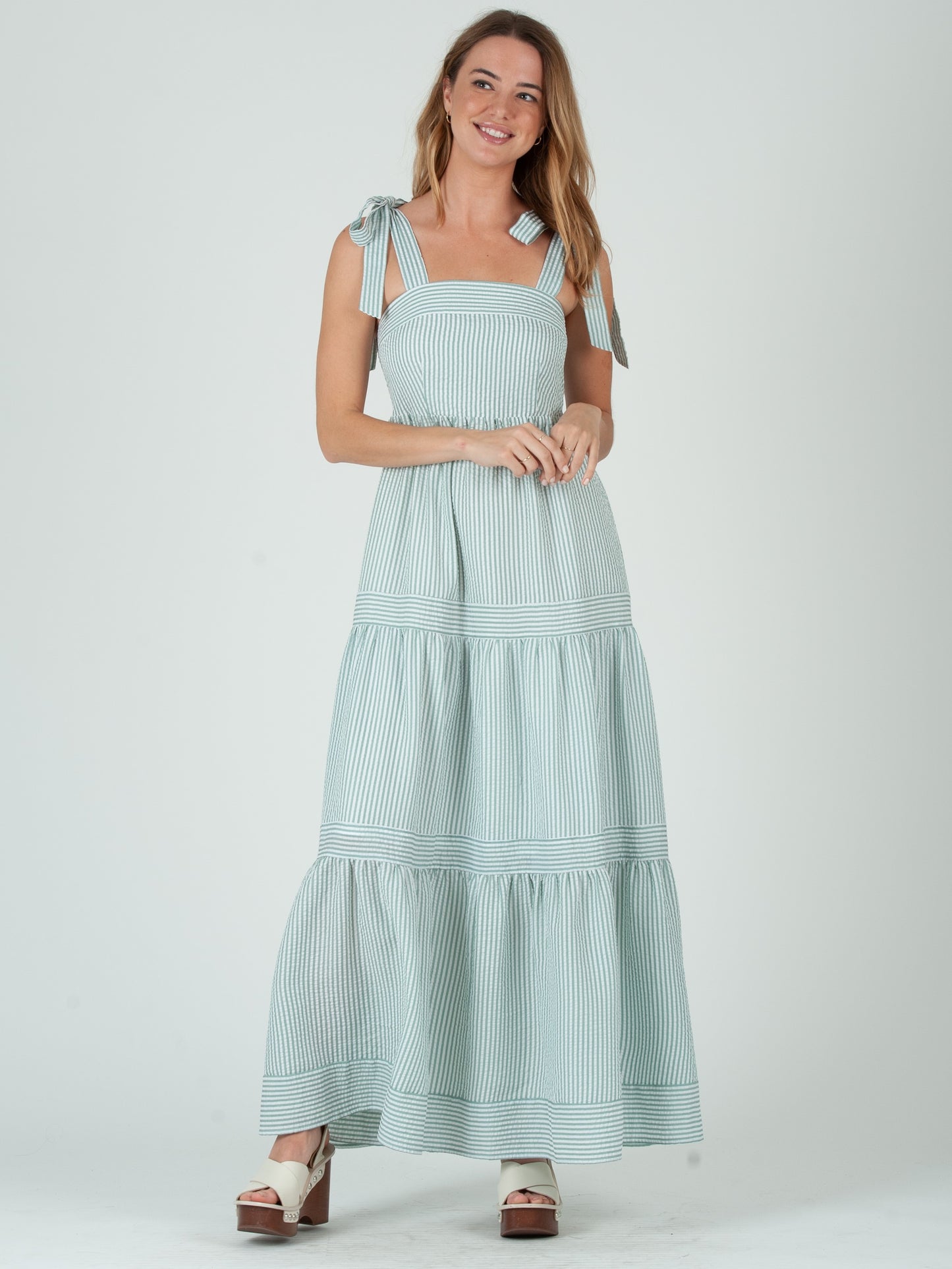 Women's Striped Maxi Tier Dress