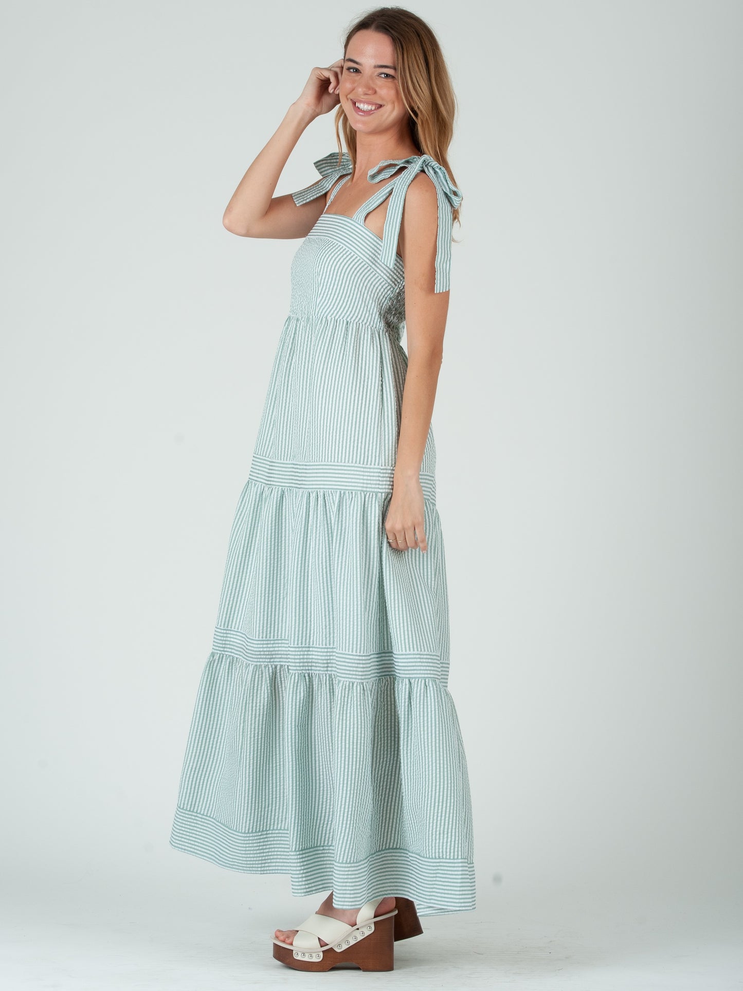 Women's Striped Maxi Tier Dress