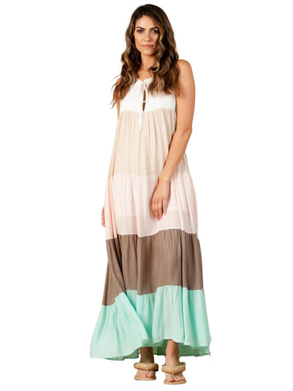 JUBILEE COLOR BLOCK MIDI DRESS-MINT COMBO