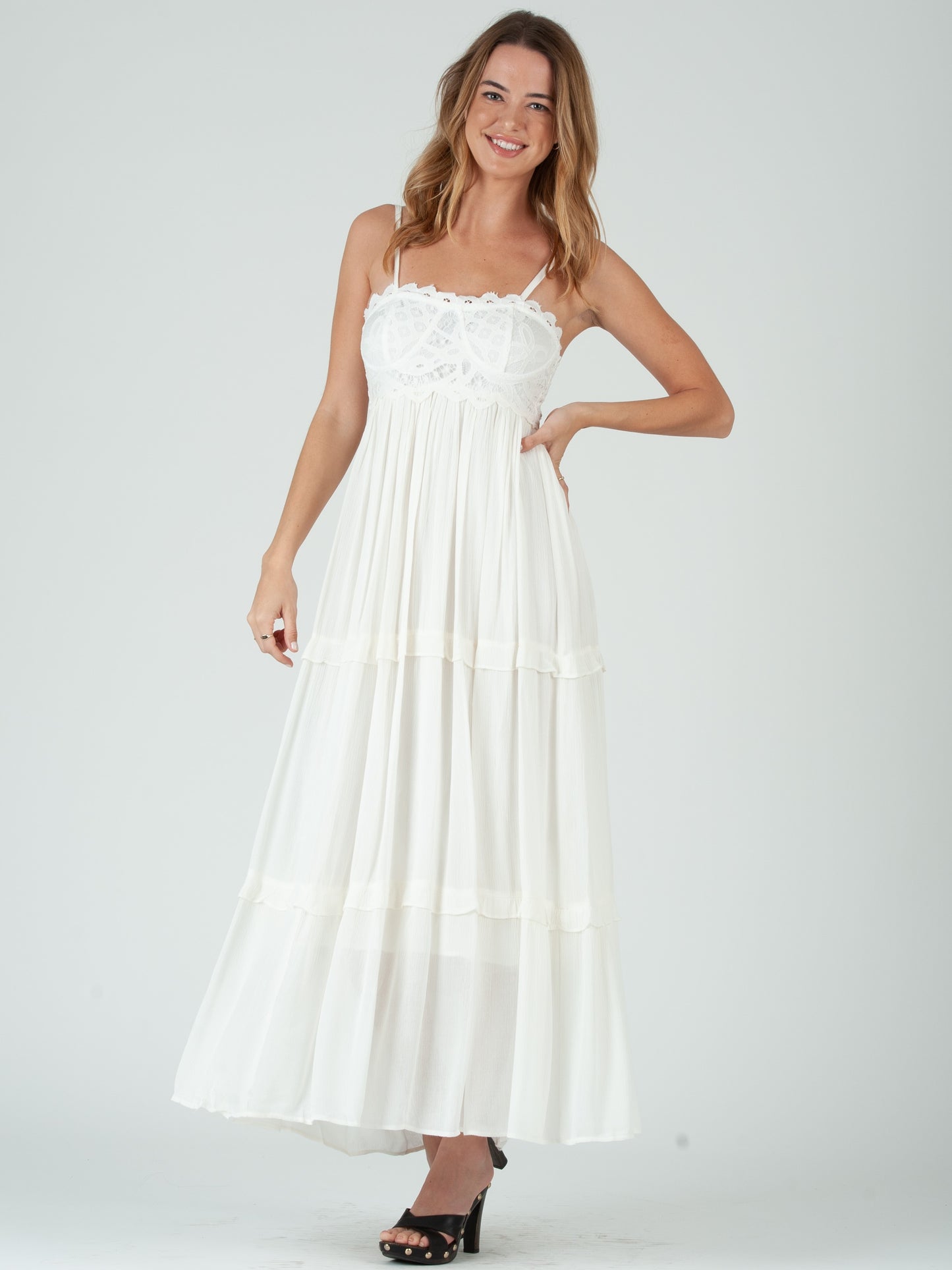 Women’s Lace Overlay Maxi Dress