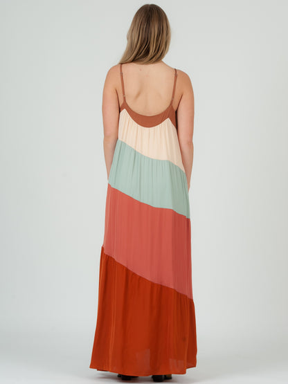 Women's Color Block Maxi Dress