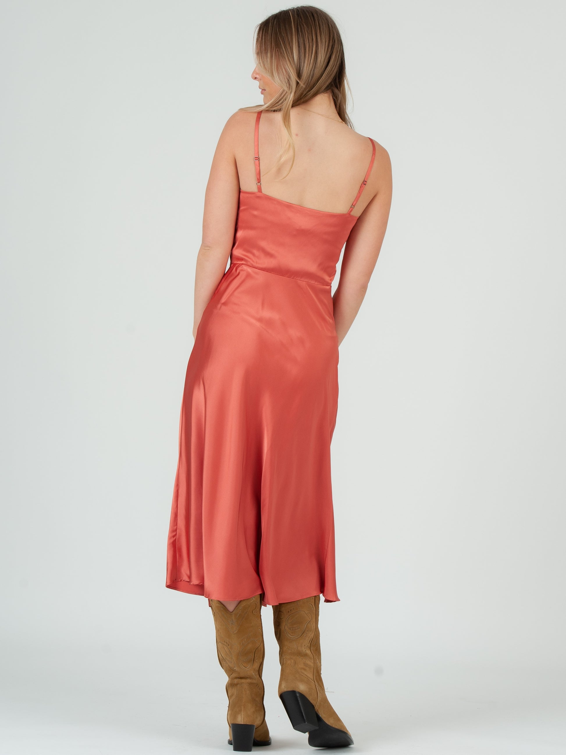 satin slip midi dress SATEEN MIDI SLIP DRESS-SPICE S