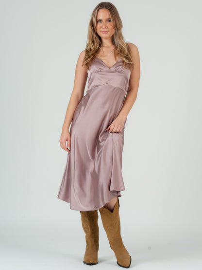 SATIN SLIP MIDI DRESS