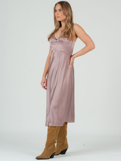 SATIN SLIP MIDI DRESS