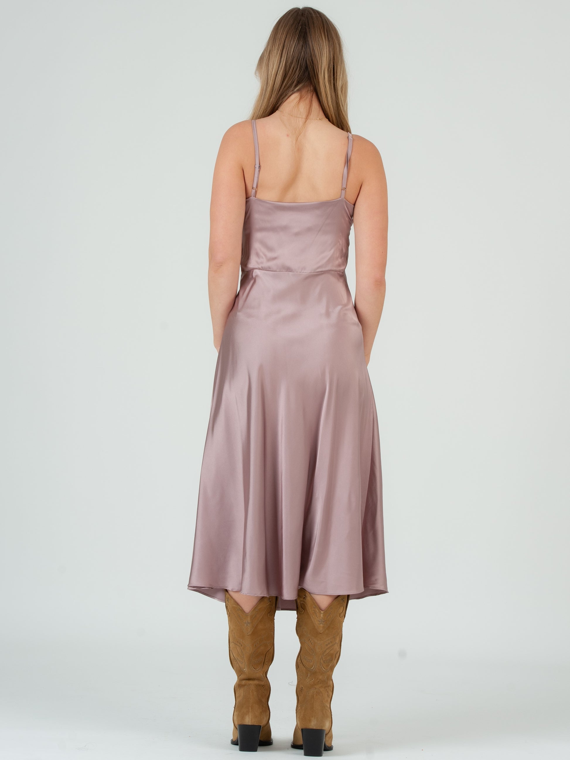 SATIN SLIP MIDI DRESS