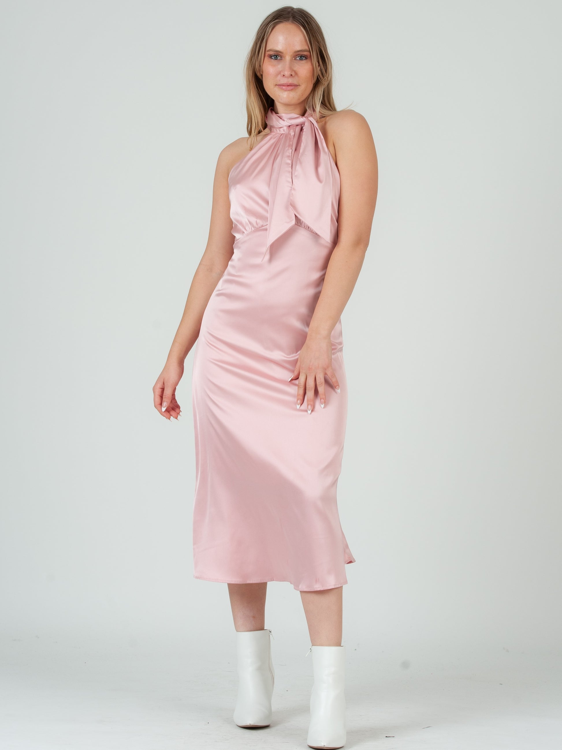 LINDSAY HALTER NECK MIDI DRESS-QUARTZ S LINDSAY HALTER NECK MIDI DRESS-QUARTZ S