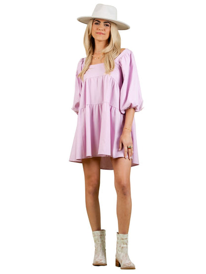 JEAN BABYDOLL DRESS-LAVENDER