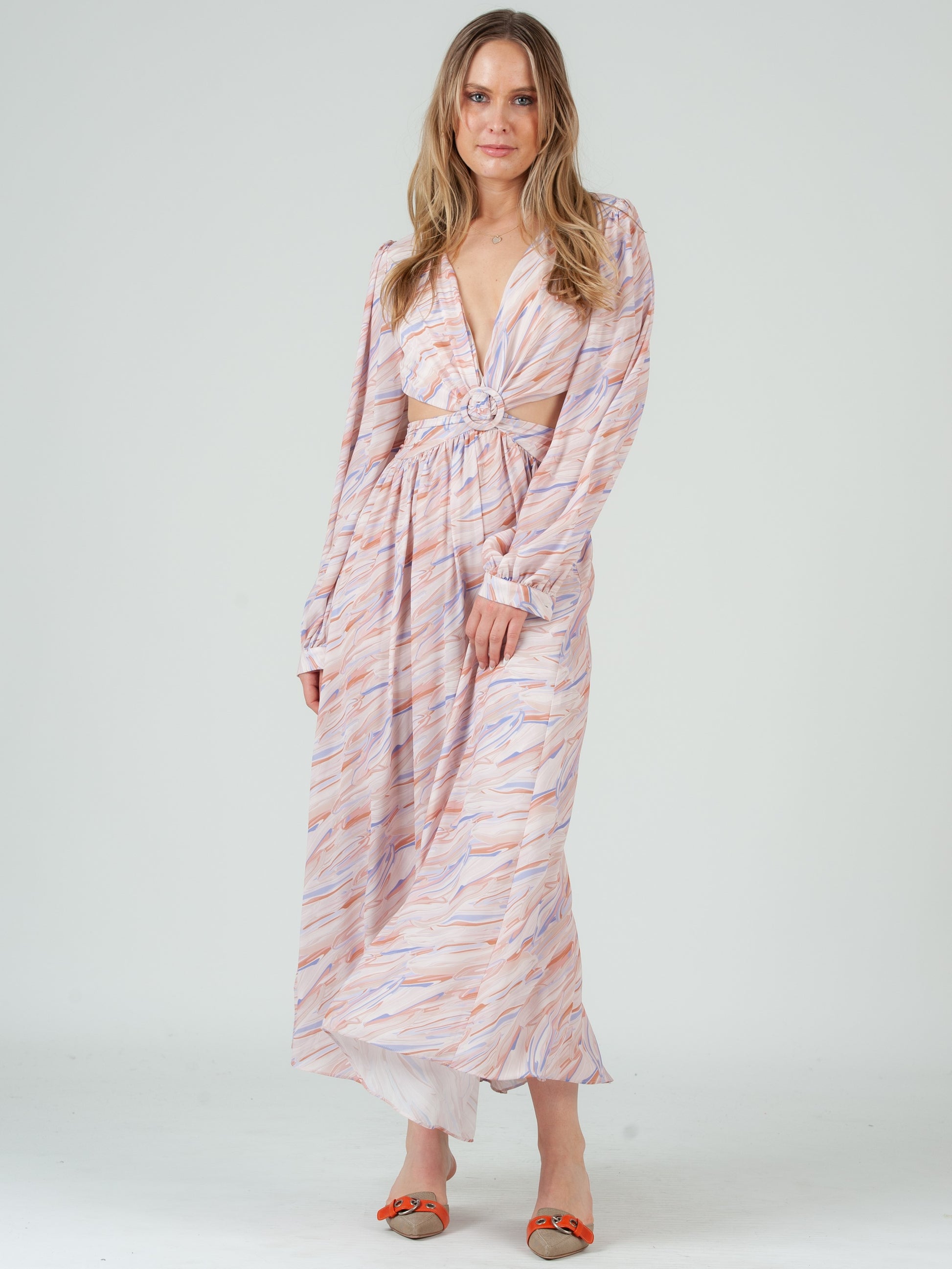 soraya pink dress Soraya Long Sleeve Adorned with Intricate Beadwork and Shimmering Stones Blush / 18