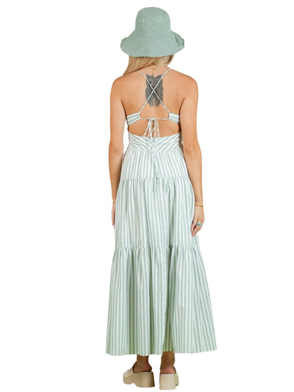 LILAH STRIPED DRESS-SAGE