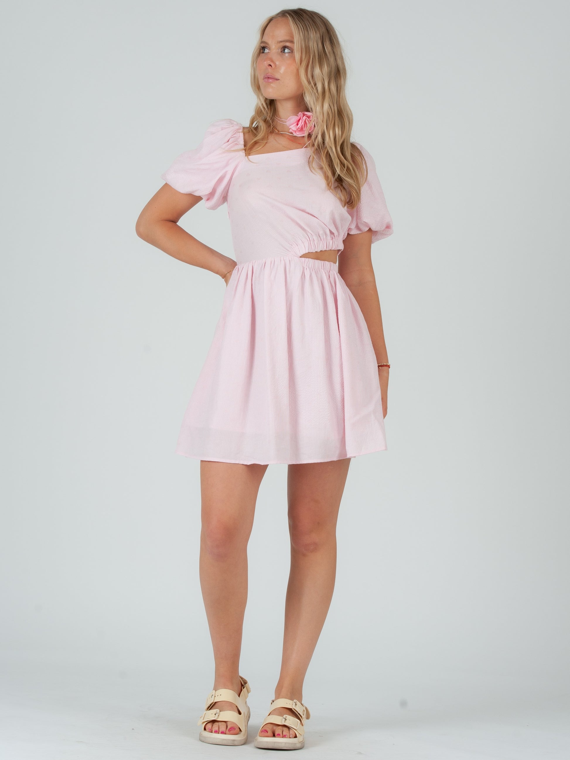 JENNA CUTOUT DRESS-B.PINK Lucca Couture JENNA CUTOUT DRESS-B.PINK Lucca Couture