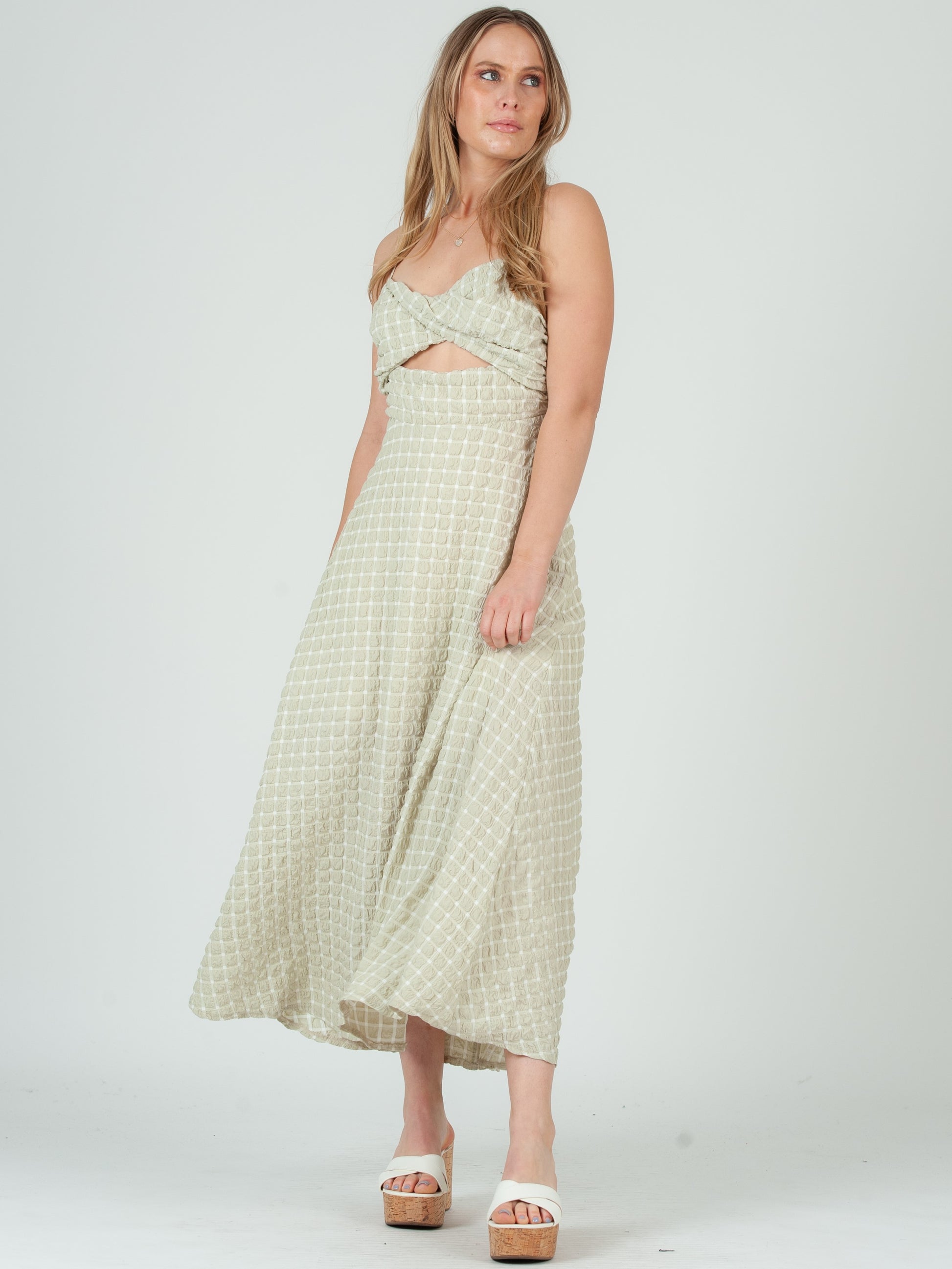 GREEN GINGHAM DRESS