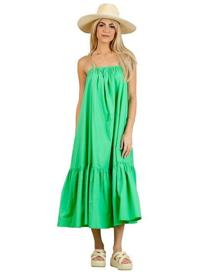 KERRY POPLIN MAXI DRESS-KELLY GREEN